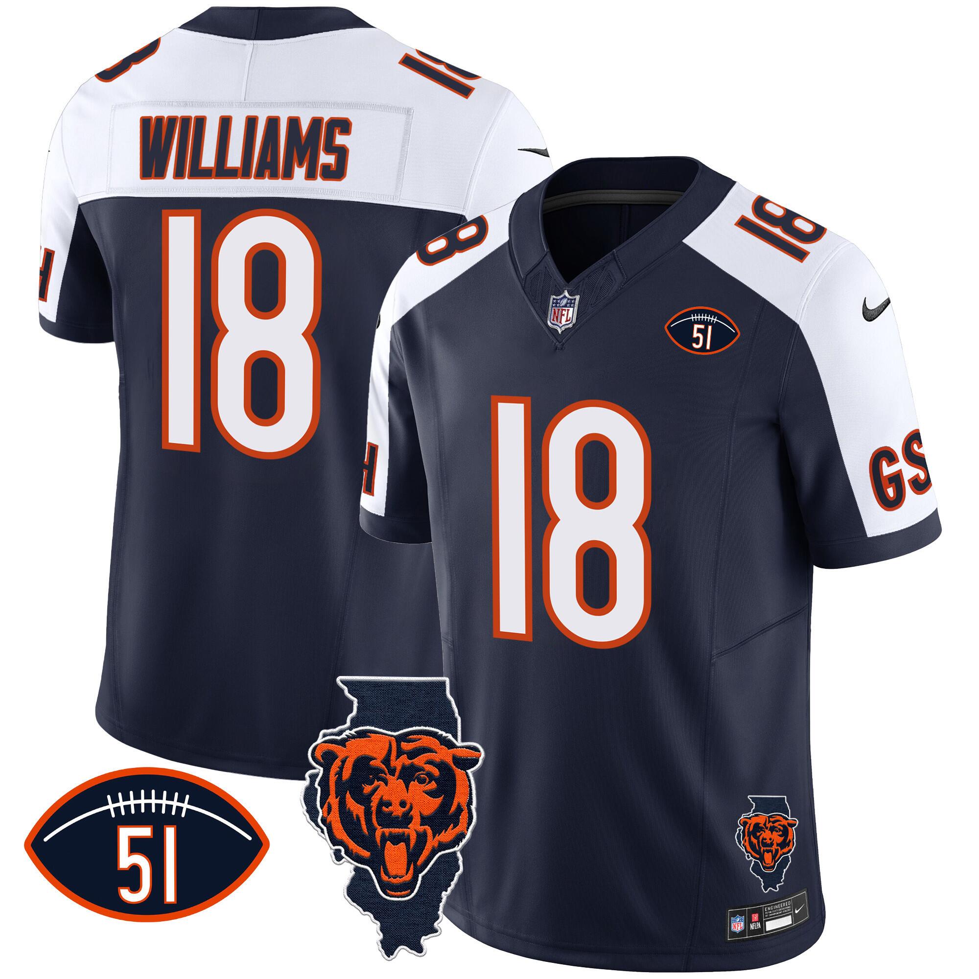 Men Chicago Bears #18 Williams blue 2024 Nike Limited NFL Jersey ->green bay packers->NFL Jersey